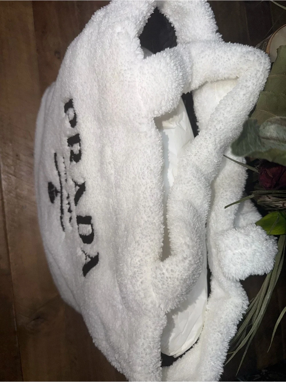 PRADA White Faux-Fur Tote Bag - Milano Logo